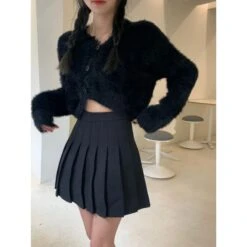 Cute Irregular Cardigan Sweater High Waist Pleated Skirt Set ON259 -EgrilDoll Fashion Outlet Store cute irregular cardigan sweater high waist pleated skirt set on259 849