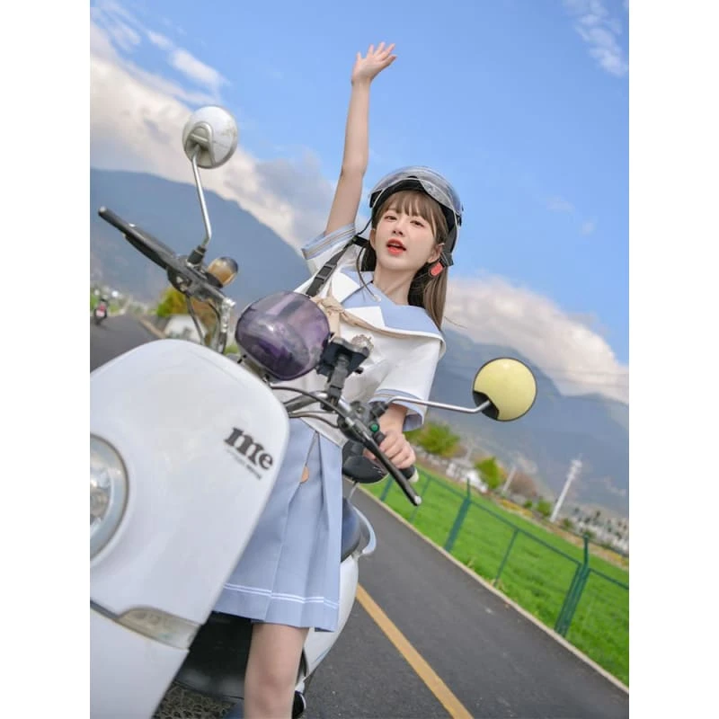 Cute Kawaii Alice In Wonderland Sailor Blouse & Skirt SS1317 4 Cute Kawaii Alice In Wonderland Sailor Blouse & Skirt SS1317 - Image 4