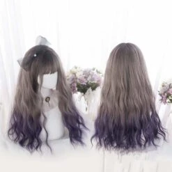 Cute Lolita Gray Gradient Dark Purple Curly Wig SS1662 -EgrilDoll Fashion Outlet Store cute lolita gray gradient dark purple curly wig ss1662 276