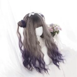 Cute Lolita Gray Gradient Dark Purple Curly Wig SS1662 -EgrilDoll Fashion Outlet Store cute lolita gray gradient dark purple curly wig ss1662 457