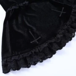 Cute Punk Cross Embroidery Lace Velvet Black Dress EE0912 -EgrilDoll Fashion Outlet Store cute punk cross embroidery lace velvet black dress ee0912 skirts 361