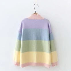 Cute Rainbow Striped Wave Cardigan Coat SP16088 -EgrilDoll Fashion Outlet Store cute rainbow striped wave cardigan coat sp16088 409