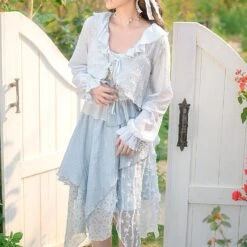 Cute Soft Girl Sky Blue Spring Cardigan ON626 -EgrilDoll Fashion Outlet Store cute soft girl sky blue spring cardigan on626 242