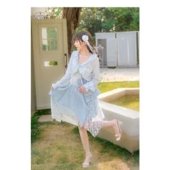 Cute Soft Girl Sky Blue Spring Cardigan ON626 -EgrilDoll Fashion Outlet Store cute soft girl sky blue spring cardigan on626 284