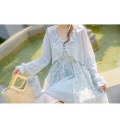 Cute Soft Girl Sky Blue Spring Cardigan ON626 -EgrilDoll Fashion Outlet Store cute soft girl sky blue spring cardigan on626 520