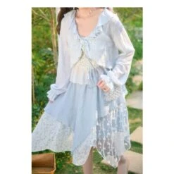 Cute Soft Girl Sky Blue Spring Cardigan ON626 -EgrilDoll Fashion Outlet Store cute soft girl sky blue spring cardigan on626 521