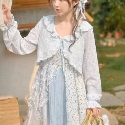 Cute Soft Girl Sky Blue Spring Cardigan ON626 -EgrilDoll Fashion Outlet Store cute soft girl sky blue spring cardigan on626 649