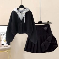 Cute Vero Zipper Hoodie And Skirt Set ON360 35 Cute Vero Zipper Hoodie And Skirt Set ON360 -EgrilDoll Fashion Outlet Store cute vero zipper hoodie and skirt set on360 hei se wei yihei qun zi shang yi jia rong m 957