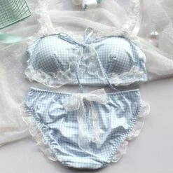 Cute Vintage Lace Plaid Lingerie EG15263 -EgrilDoll Fashion Outlet Store cute vintage lace plaid lingerie eg15263 underwear 655