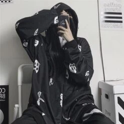 Cute White Butterflies Black Hoodie EE0950