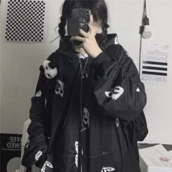 Cute White Butterflies Black Hoodie EE0950 -EgrilDoll Fashion Outlet Store cute white butterflies black hoodie ee0950 903