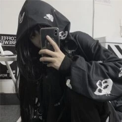 Cute White Butterflies Black Hoodie EE0950 -EgrilDoll Fashion Outlet Store cute white butterflies black hoodie ee0950 970