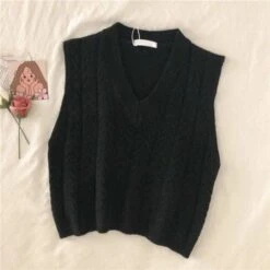 Dark Academia Knitted Vest Mute Colored Sweater SP16426 -EgrilDoll Fashion Outlet Store dark academia knitted vest mute colored sweater sp16426 700