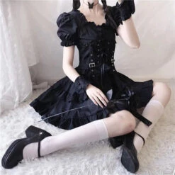 Dark Black Gothic Lolita Dress EG15278 -EgrilDoll Fashion Outlet Store dark black gothic lolita dress eg15278 360
