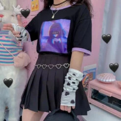 Dark Girl Print T-shirt EG15206 -EgrilDoll Fashion Outlet Store dark girl print t shirt eg15206 752