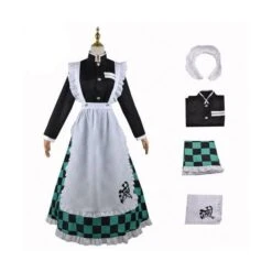 Demon Slayer Kimetsu No Yaiba Tanjirou Kamado Maid Cosplay Costume HW18