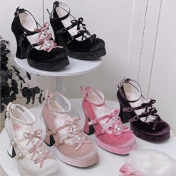 6 Colors Kawaii Velvet Elegant Bow Shoes ON611