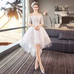 Elegant Off The Shoulder White High Low Prom Dresses SS1831 -EgrilDoll Fashion Outlet Store elegant off the shoulder white high low prom dresses ss1831 628