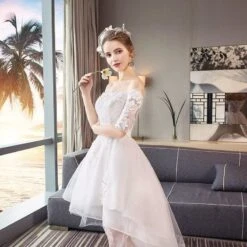 Elegant Off The Shoulder White High Low Prom Dresses SS1831 -EgrilDoll Fashion Outlet Store elegant off the shoulder white high low prom dresses ss1831 835