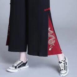 Embroidery Golden Dragon Casual Black Red Pants ON10 14 Embroidery Golden Dragon Casual Black Red Pants ON10 -EgrilDoll Fashion Outlet Store embroidery golden dragon casual black red pants on10 169