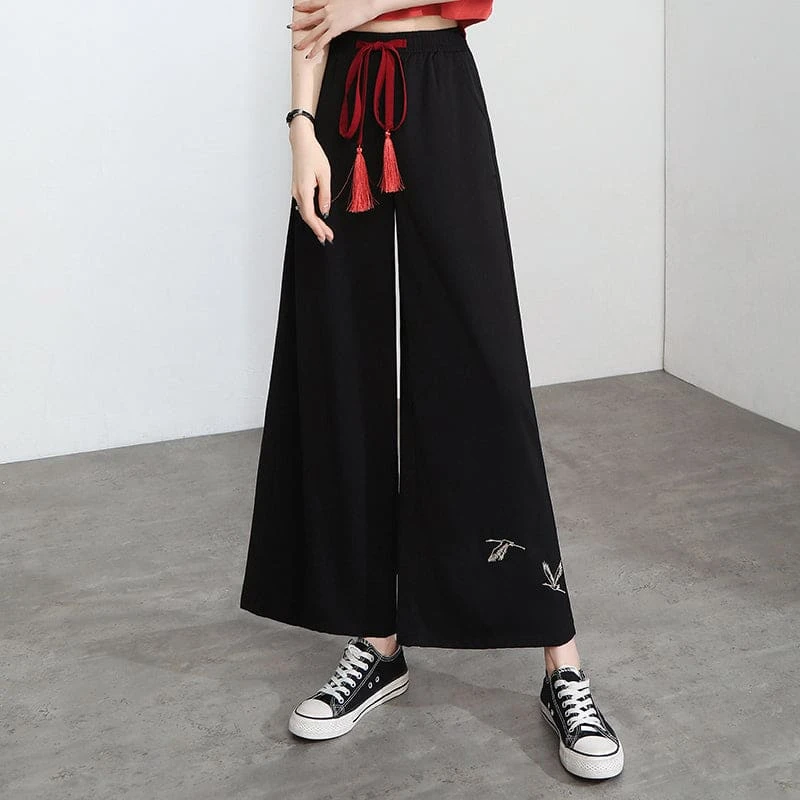 Embroidery Golden Dragon Casual Black Red Pants ON10 11 Embroidery Golden Dragon Casual Black Red Pants ON10 - Image 11