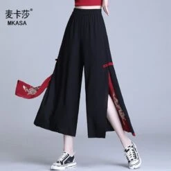 Embroidery Golden Dragon Casual Black Red Pants ON10 18 Embroidery Golden Dragon Casual Black Red Pants ON10 -EgrilDoll Fashion Outlet Store embroidery golden dragon casual black red pants on10 m 978