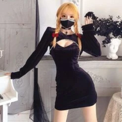 Fashion Girl Pearl Hollow Two-piece Slim Dress SE0712 -EgrilDoll Fashion Outlet Store fashion girl pearl hollow two piece slim dress se0712 391