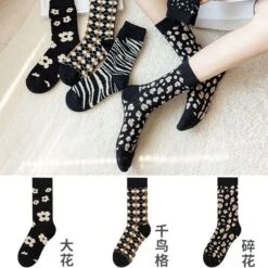 Fashion Harajuku Black Comfy Socks ON356 16 Fashion Harajuku Black Comfy Socks ON356 -EgrilDoll Fashion Outlet Store fashion harajuku black comfy socks on356 flower houndstooth floral wool 129