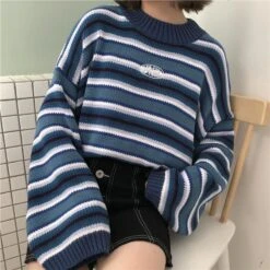 Fashion Loose Wild Striped Student Sweater EG14391