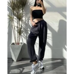 Fashion Oversize Gray Jogging Sweatpants -EgrilDoll Fashion Outlet Store fashion oversize gray jogging sweatpants pants 733