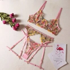 Floral Lingerie Set -EgrilDoll Fashion Outlet Store floral lingerie set pink s 263