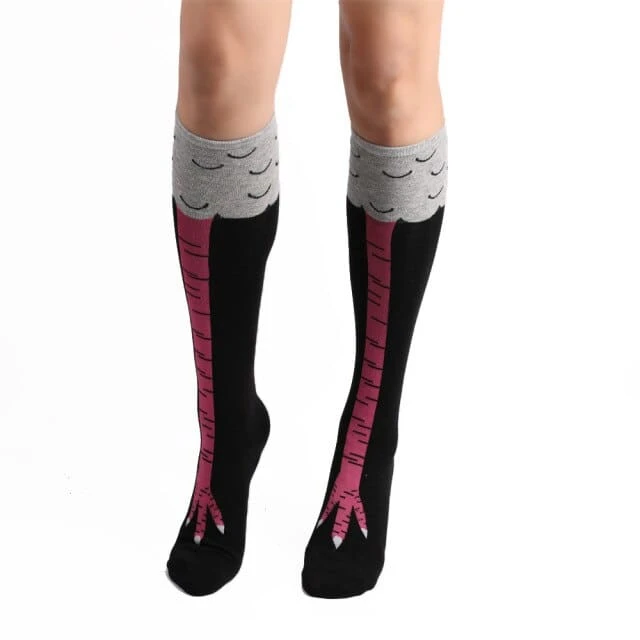 Funny Chicken/Cat/Pig Feet Cotton 3D Black And White Over Knee Long Socks BE479 15 Funny Chicken/Cat/Pig Feet Cotton 3D Black And White Over Knee Long Socks BE479 - Image 15