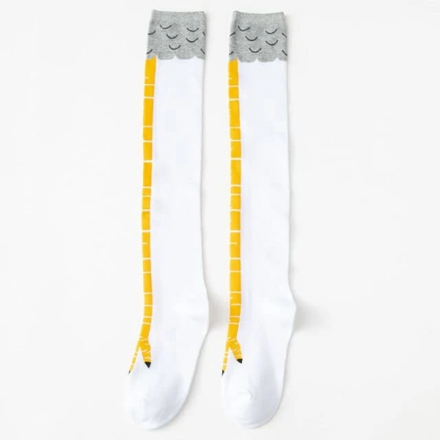 Funny Chicken/Cat/Pig Feet Cotton 3D Black And White Over Knee Long Socks BE479 10 Funny Chicken/Cat/Pig Feet Cotton 3D Black And White Over Knee Long Socks BE479 - Image 10