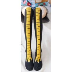 Funny Chicken/Cat/Pig Feet Cotton 3D Black And White Over Knee Long Socks BE479 22 Funny Chicken/Cat/Pig Feet Cotton 3D Black And White Over Knee Long Socks BE479 -EgrilDoll Fashion Outlet Store funny chickencatpig feet cotton 3d black and white over knee long socks be479 985