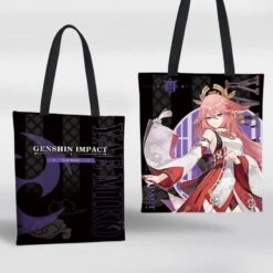 Genshin Impact Cute Black Tote Bags ON389 -EgrilDoll Fashion Outlet Store genshin impact cute black tote bags on389 bag 210