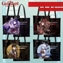 Genshin Impact Cute Black Tote Bags ON389