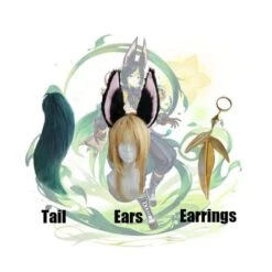 Genshin Impact Sumeru Tighnari Ears / Tail / Earrings Cosplay Props HW38