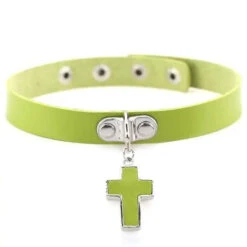 Goth Punk Cross Pendant Choker Necklace EG450 39 Goth Punk Cross Pendant Choker Necklace EG450 -EgrilDoll Fashion Outlet Store goth punk cross pendant choker necklace eg450 green 505