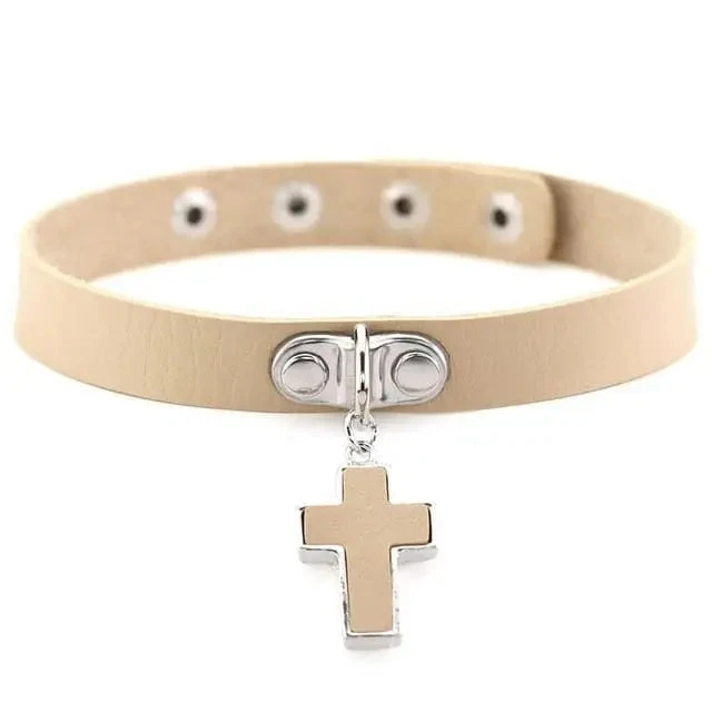 Goth Punk Cross Pendant Choker Necklace EG450 19 Goth Punk Cross Pendant Choker Necklace EG450 - Image 19