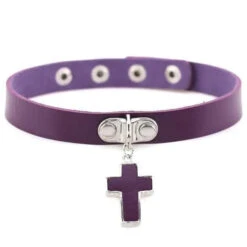 Goth Punk Cross Pendant Choker Necklace EG450 24 Goth Punk Cross Pendant Choker Necklace EG450 -EgrilDoll Fashion Outlet Store goth punk cross pendant choker necklace eg450 purple 142