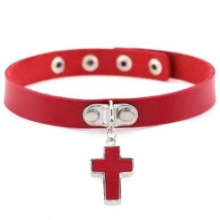 Goth Punk Cross Pendant Choker Necklace EG450 37 Goth Punk Cross Pendant Choker Necklace EG450 -EgrilDoll Fashion Outlet Store goth punk cross pendant choker necklace eg450 red 256