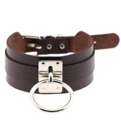 Goth Punk O Ring Metal Leather Oversized Choker Necklace EG0016 -EgrilDoll Fashion Outlet Store goth punk o ring metal leather oversized choker necklace eg0016 246