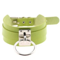 Goth Punk O Ring Metal Leather Oversized Choker Necklace EG0016 -EgrilDoll Fashion Outlet Store goth punk o ring metal leather oversized choker necklace eg0016 721