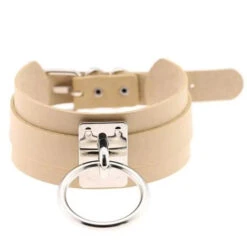 Goth Punk O Ring Metal Leather Oversized Choker Necklace EG0016 -EgrilDoll Fashion Outlet Store goth punk o ring metal leather oversized choker necklace eg0016 763