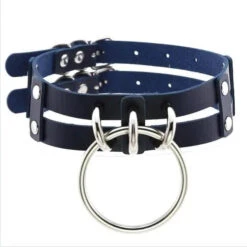 Gothic 2-Layer Faux Leather O-Ring Choker Necklace (Available In 17 Colors) EG0017 -EgrilDoll Fashion Outlet Store gothic 2 layer faux leather o ring choker necklace available in 17 colors eg0017 dark 527