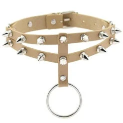 Gothic 2-Layer O-Ring Spikes Choker Necklace EG0018 26 Gothic 2-Layer O-Ring Spikes Choker Necklace EG0018 -EgrilDoll Fashion Outlet Store gothic 2 layer o ring spikes choker necklace eg0018 begie 809