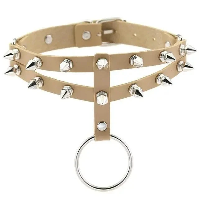 Gothic 2-Layer O-Ring Spikes Choker Necklace EG0018 7 Gothic 2-Layer O-Ring Spikes Choker Necklace EG0018 - Image 7