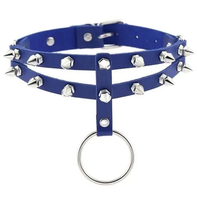 Gothic 2-Layer O-Ring Spikes Choker Necklace EG0018 12 Gothic 2-Layer O-Ring Spikes Choker Necklace EG0018 - Image 12