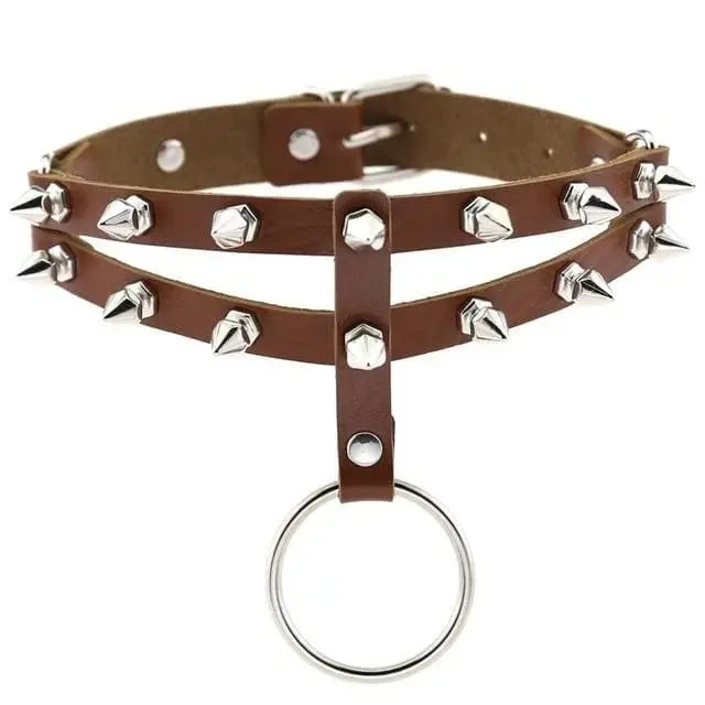 Gothic 2-Layer O-Ring Spikes Choker Necklace EG0018 19 Gothic 2-Layer O-Ring Spikes Choker Necklace EG0018 - Image 19