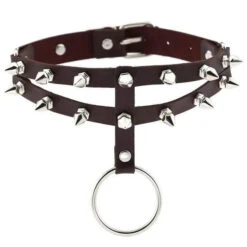 Gothic 2-Layer O-Ring Spikes Choker Necklace EG0018 34 Gothic 2-Layer O-Ring Spikes Choker Necklace EG0018 -EgrilDoll Fashion Outlet Store gothic 2 layer o ring spikes choker necklace eg0018 coffee 924